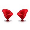 Manhattan Comfort Tulip Swivel Accent Chair in Red and Polished Chrome (Set of 2) 2-AC029-RD